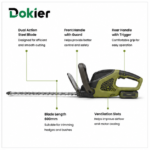 Dokier GreenEdge 600 Cordless Hedge Trimmer with 600mm Dual-Action Blade - Image 3